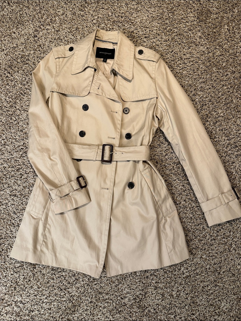 Banana Republic Women's Tan Double-Breasted Trench Coat